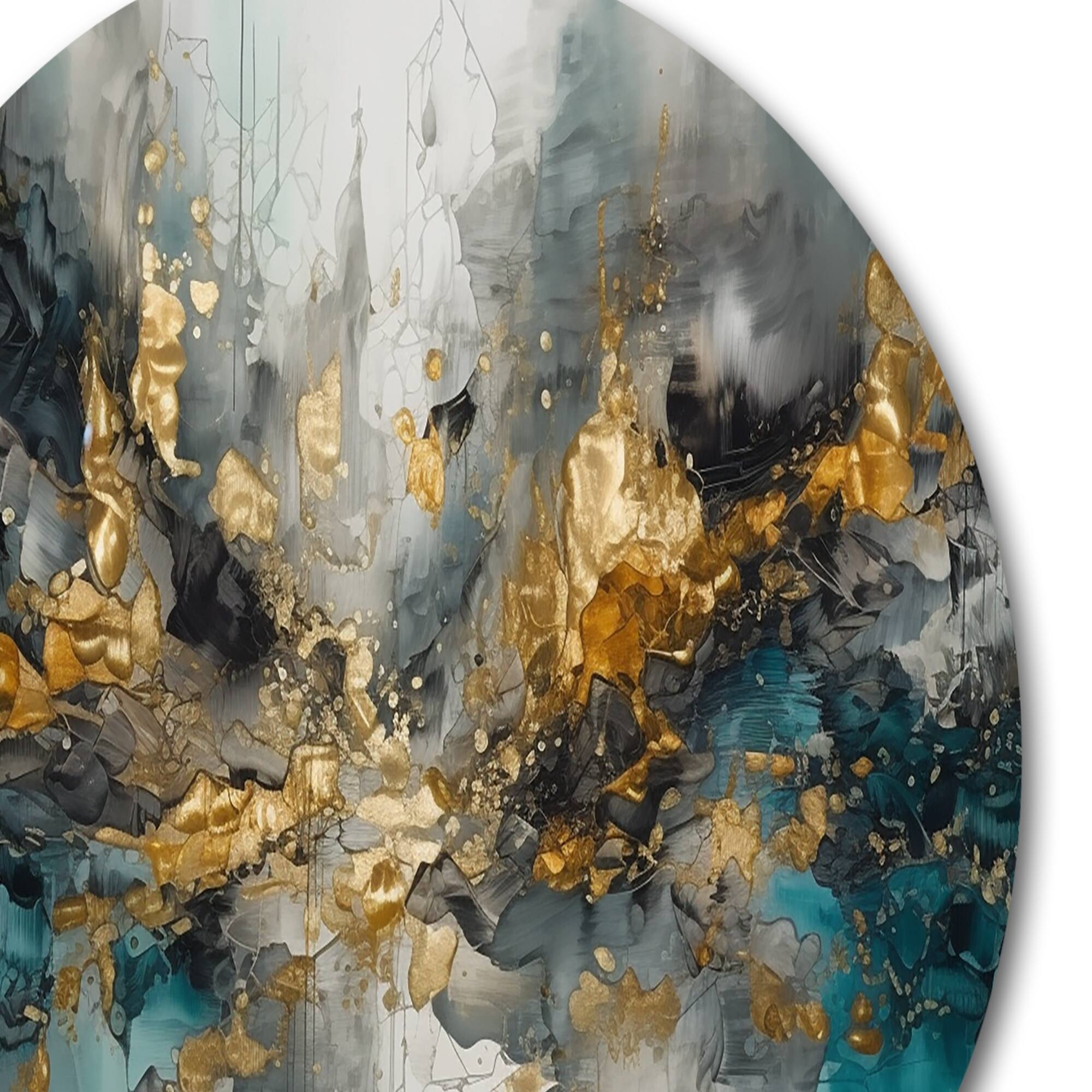 Designart "Grey Gold Modern Abstract Contemporary I" Abstract Marble